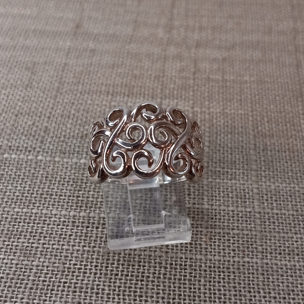 Sterling Silver Filigree Design Ring Size 7